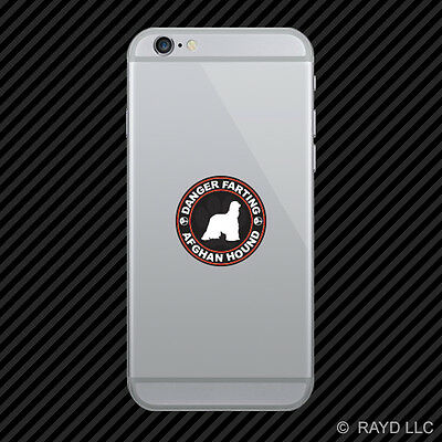 Danger Farting Afghan Hound Cell Phone Sticker Mobile Die Cut
