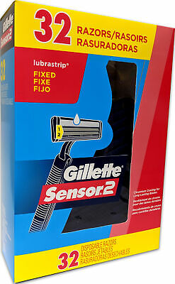 Gillette Sensor 2 Disposable Razors, 32 Pack, Fixed Head, Lubrastrip