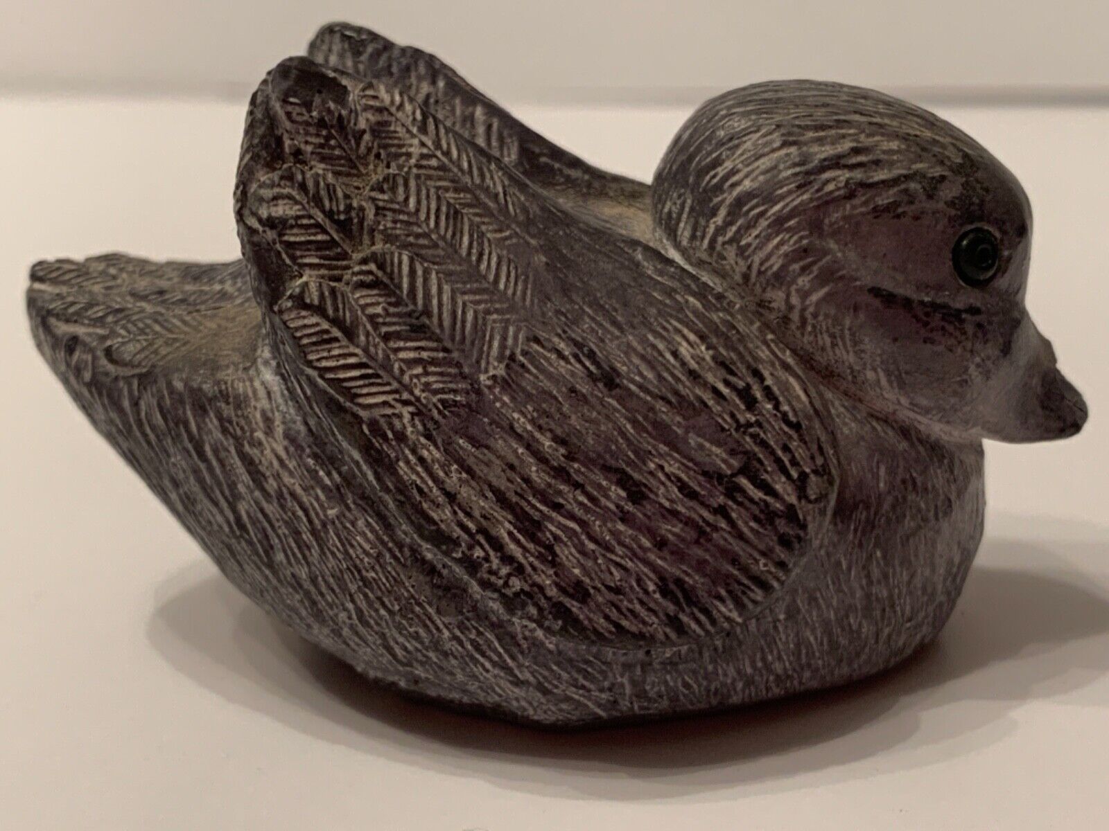 Wolf Original Soapstone Duck Figure Sculpture ~ Signed We ~ Small 2 3/4"