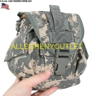 1 Qt Canteen Cover Genuine Us Military W/ Outside Pockets Molle Usgi Acu Exc