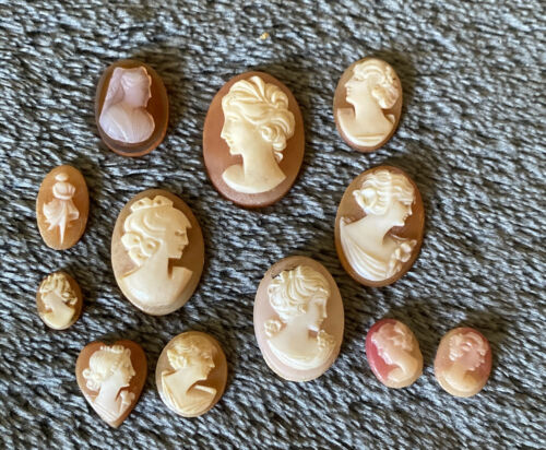 Vintage Carved Cameo Lot- 12 Small