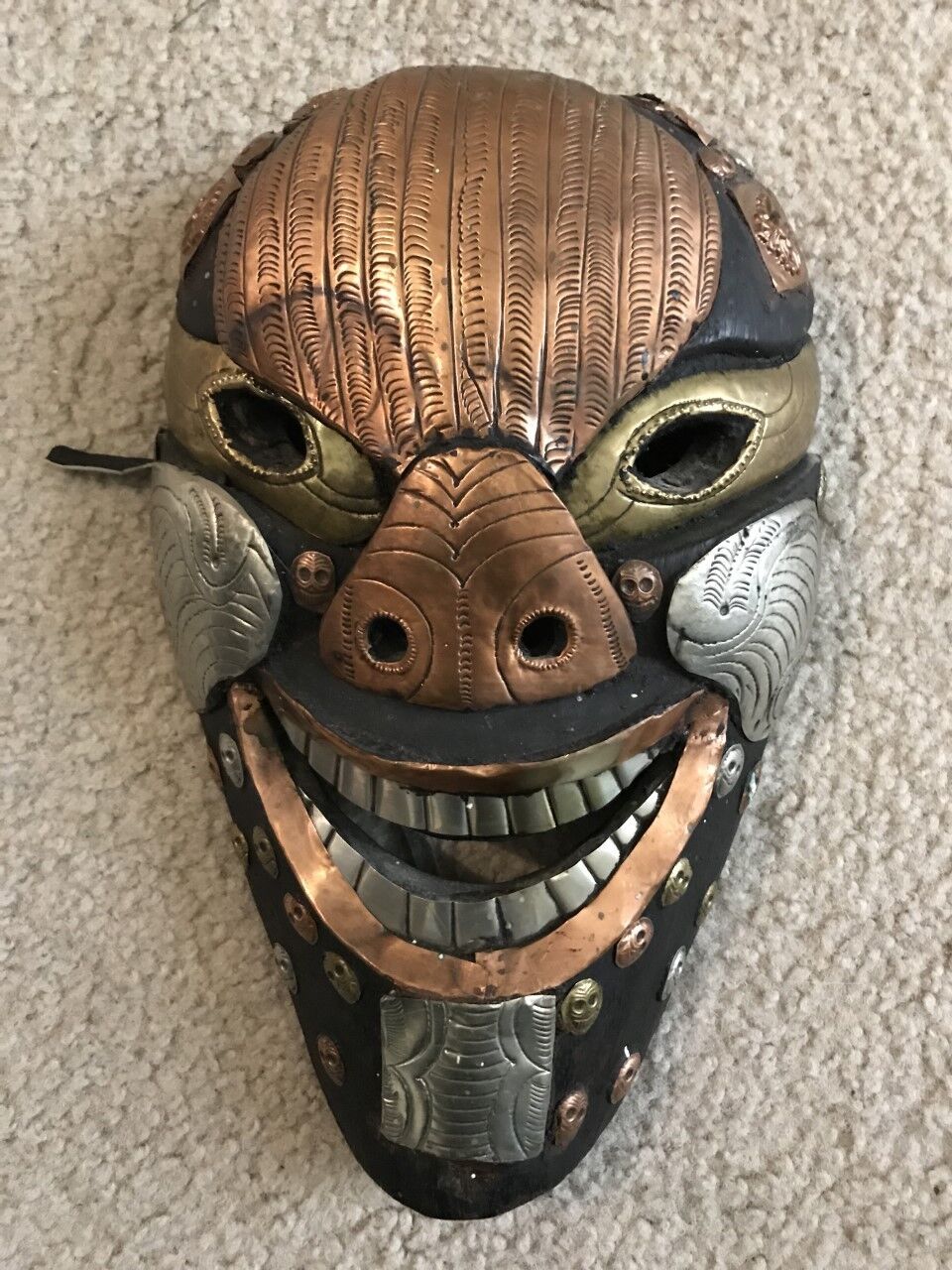 Nepal - Ethnographic Fierce Ornate Wood & Metal Nepalese Mask