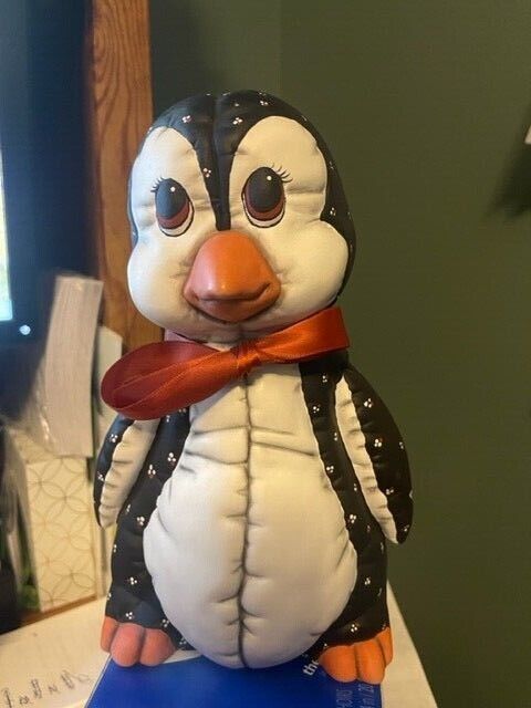 Kimple Mold Ceramic Hand-painted Adorable Penguin Figurine With Bow