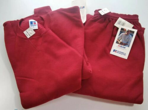Russell Athletic Sweat Suit Vtg 90s Nublend Nwt Nos Large Red Deadstock Usa!