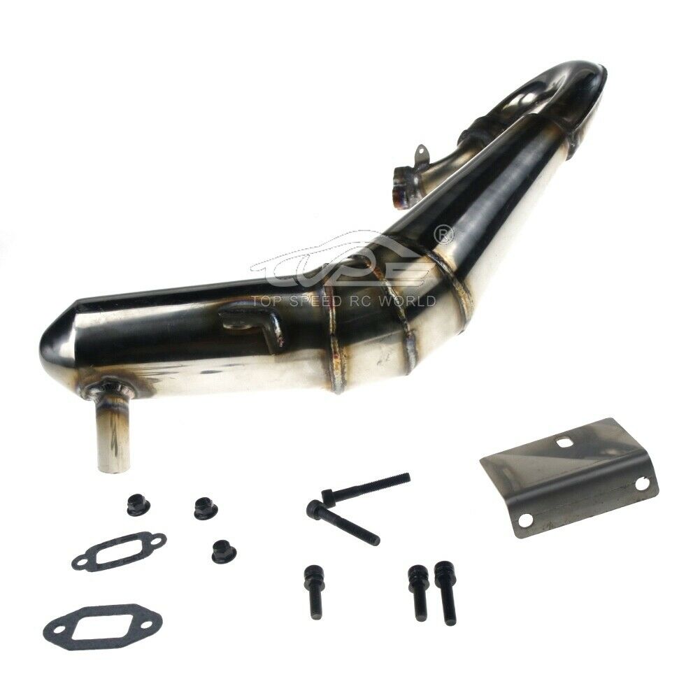 Stainless Steel Silenced Exhaust Pipe Kit For 1/5 Losi 5ive T Rc Car Parts