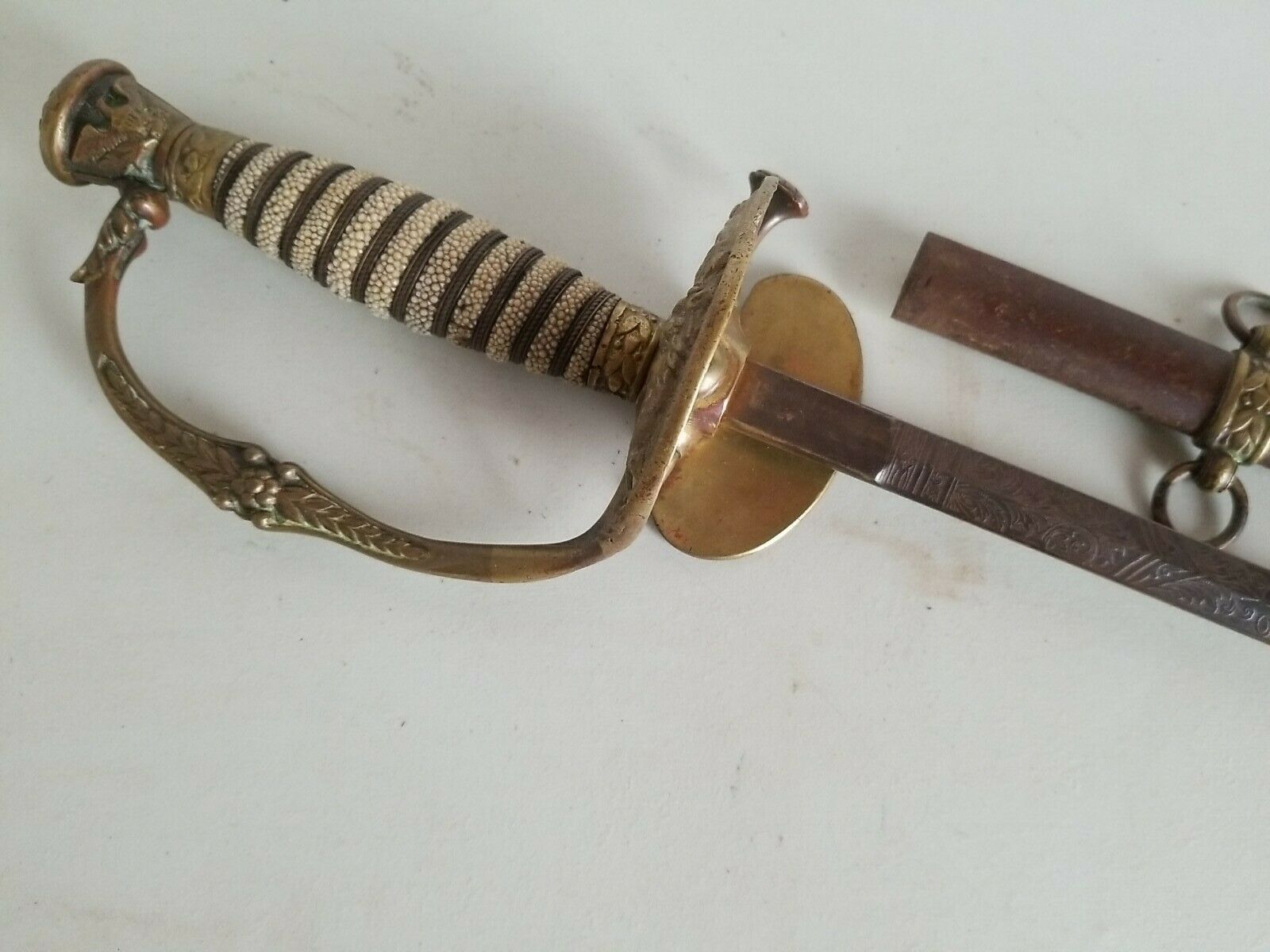 Us Civil War Model 1860 Staff & Field Sword W/scabbard-horstmann-etched Blade