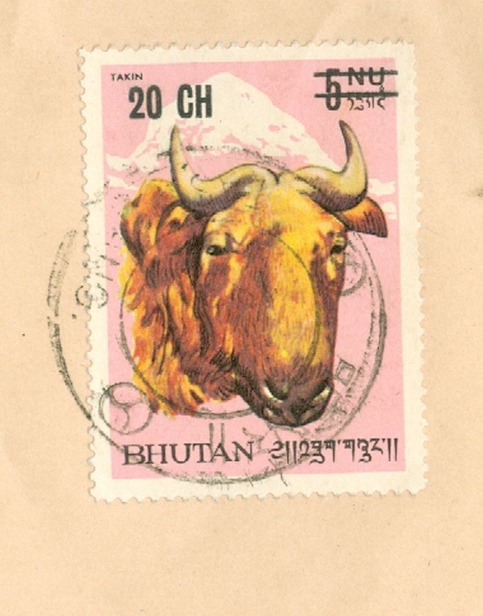 Bhutan Cattle Ox With Overprint Used On Cover