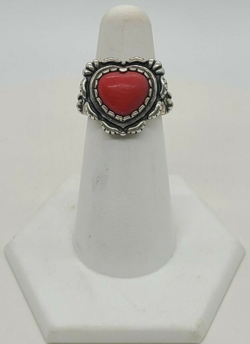 Carolyn Pollack American West Sterling Silver Red Stone Heart Ring ~ Size 6.5