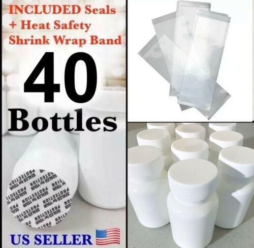 Wholesale 40x Empty White Pill Bottles Tablet Capsule Container/jar/150 Cc+seal