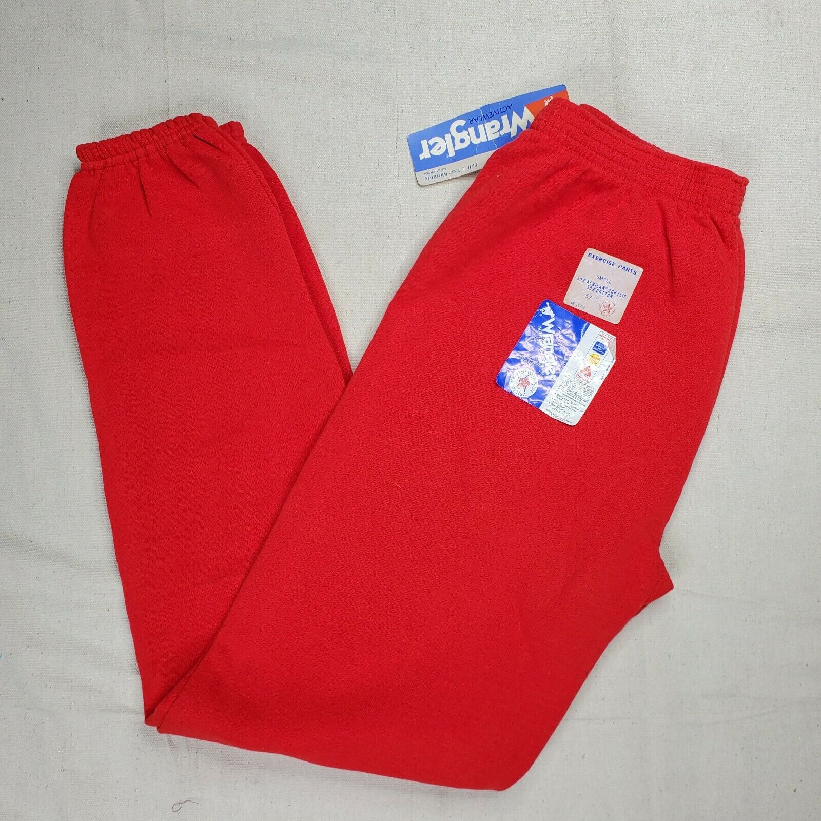 Wrangler Deadstock Usa Made Vintage 80s Sweatpants Athletic Exercise Small Red