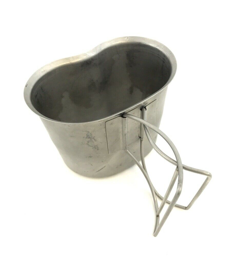 Military Issue Canteen Cup, Usgi 1 Quart Stainless Steel Butterfly Wire Handle