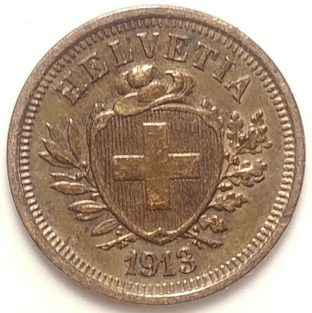 1913 Switzerland 1 Rappen Coin