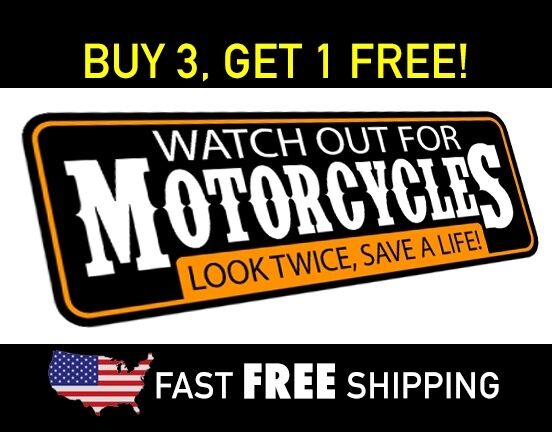 Watch Out For Motorcycles, Bumper Sticker, Free Shipping!