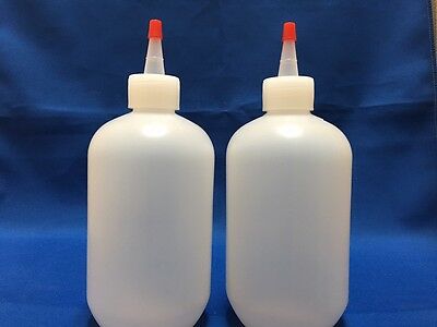 2 Pack Of 16 Oz (240ml) Plastic Boston Round Squeeze Bottles + Yorker Caps Hdpe
