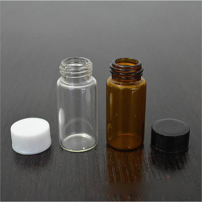 3ml/5ml Clear Amber Small Glass Vials Bottles Sample Containers W/ Screw Cap Us