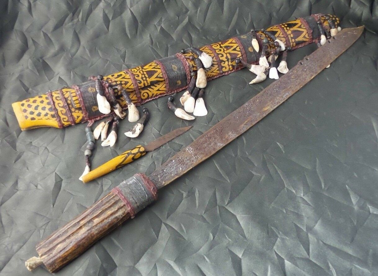 Awesome Antique Asian Tribal Sword, Stag Horn, Wood & Bone - Sumatra/indonesia