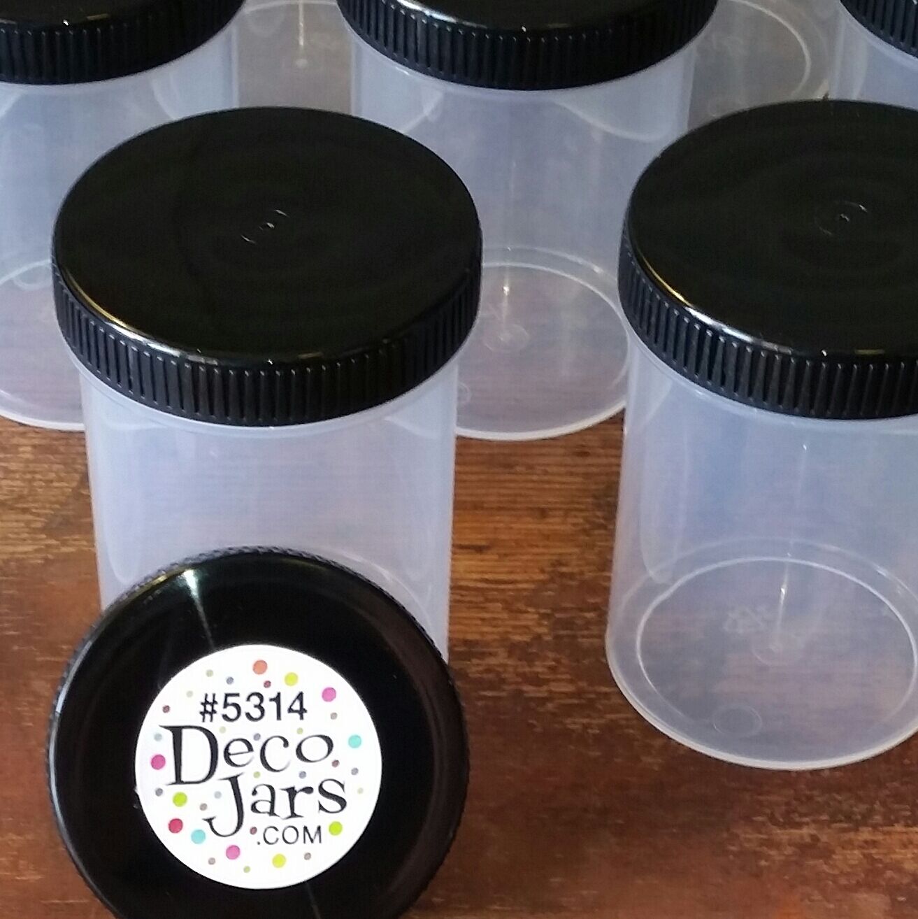 6 Plastic Polypro Clear Jar Bottle Black Cap Screw Top 3 Oz  5314 Decojars Usa