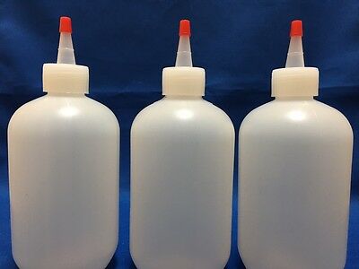 3 Pack Of 16 Oz (240ml) Plastic Boston Round Squeeze Bottles + Yorker Caps Hdpe