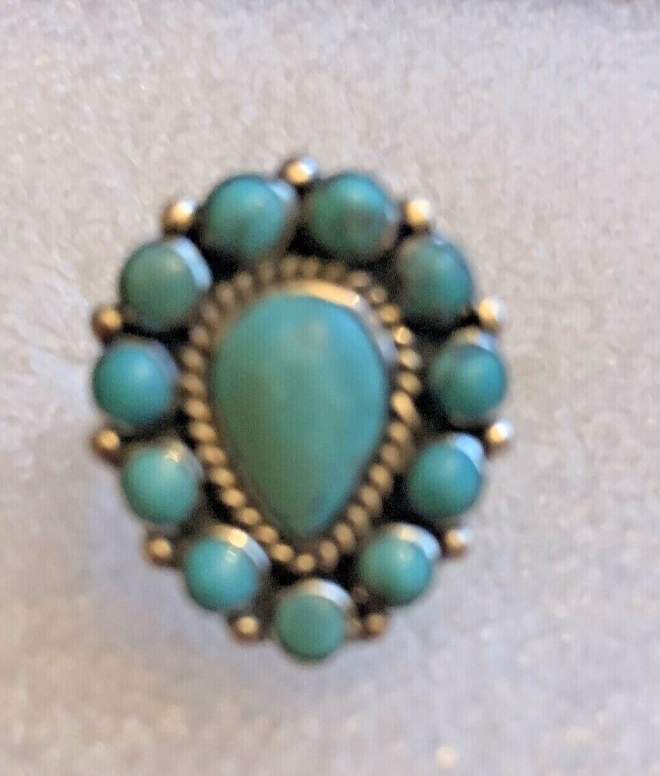 3.75 Ctw Natural Kingman Turquoise Ring Size 9 In Sterling Silver