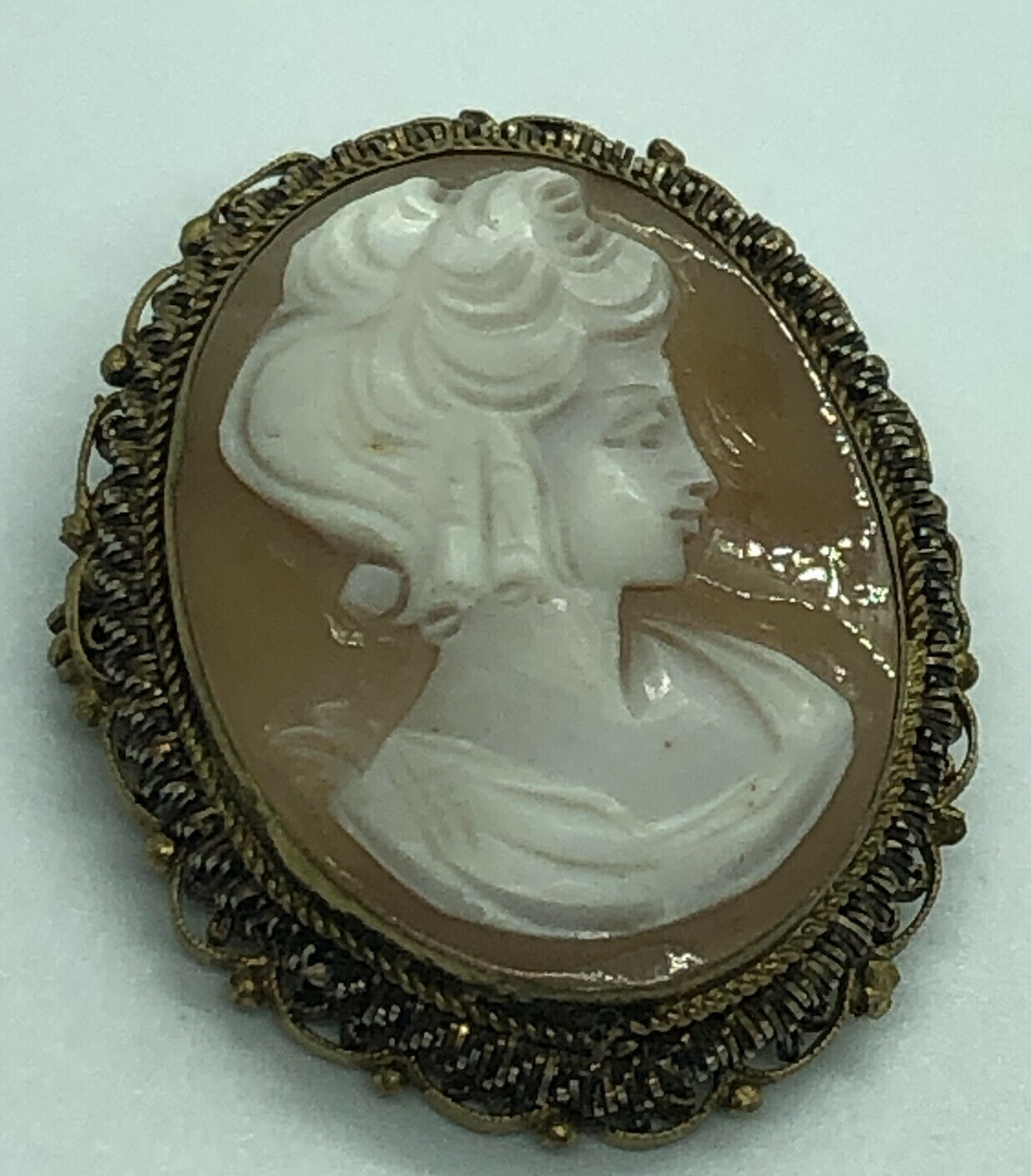 Vintage Cameo Brooch Pin Costume Jewelry Estate Find
