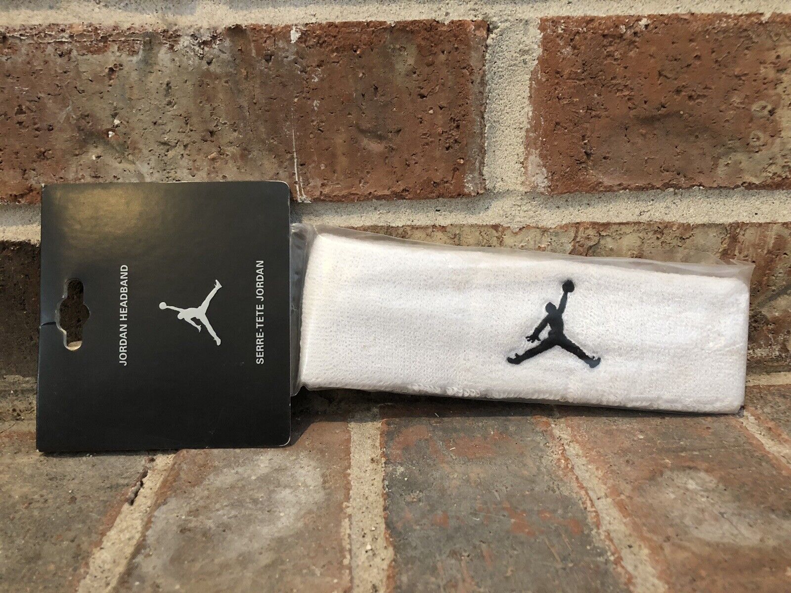 New Vintage Nike Air Jordan Jumpman Headband White Black Nba Chicago Bulls Sweat