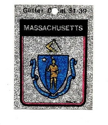 Lot Of 12 Massachusetts Glitter Decals Stickers - Nos - Free Shipping!