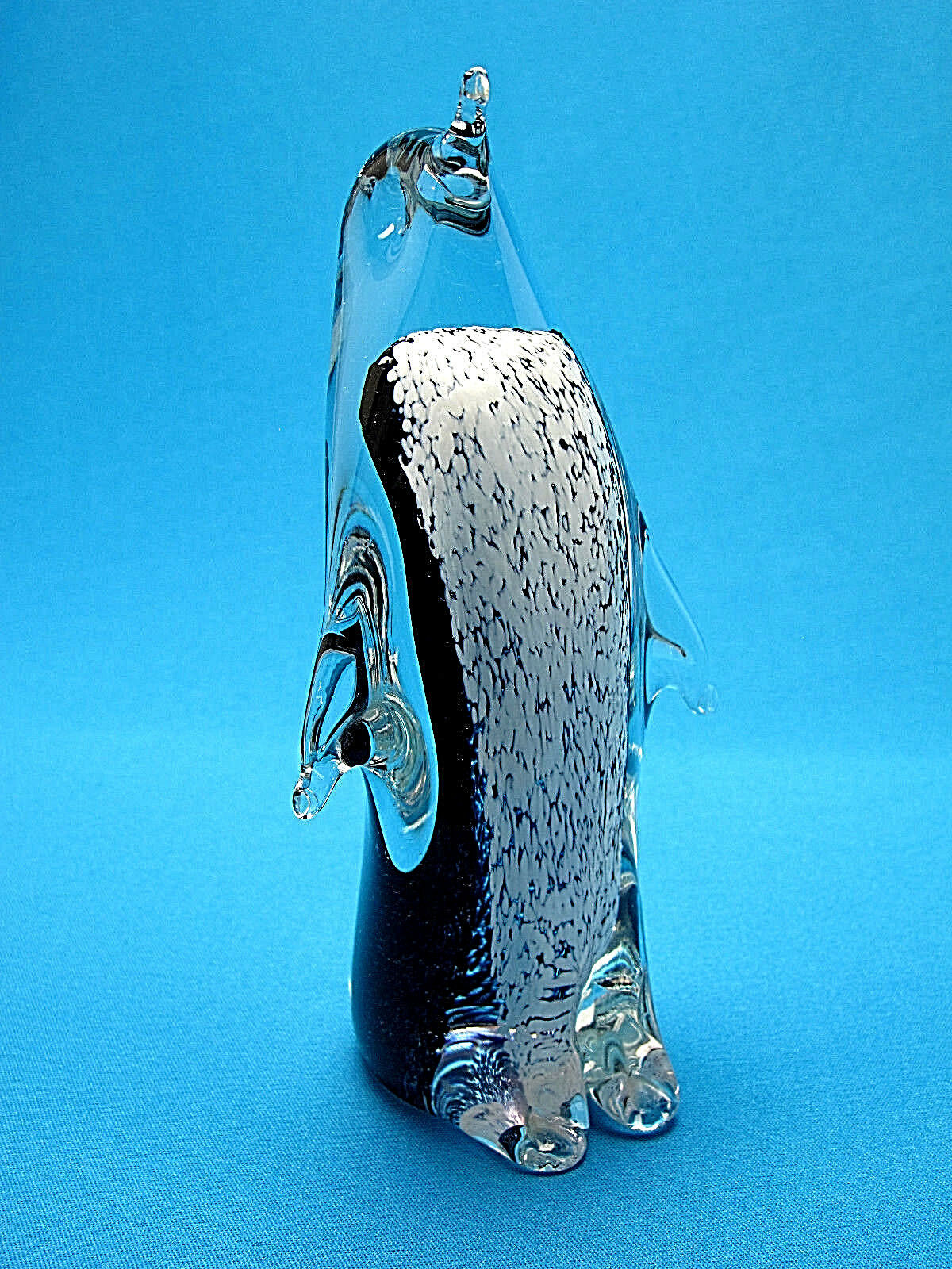 Swedish Crystal Art Glass Penguin Figurine White Belly Purple Black Back Xlnt