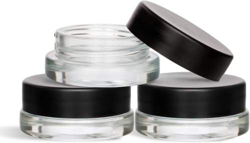 90 Pack 7ml Low Profile Thick Glass Containers With Black Lids - Concentrate For