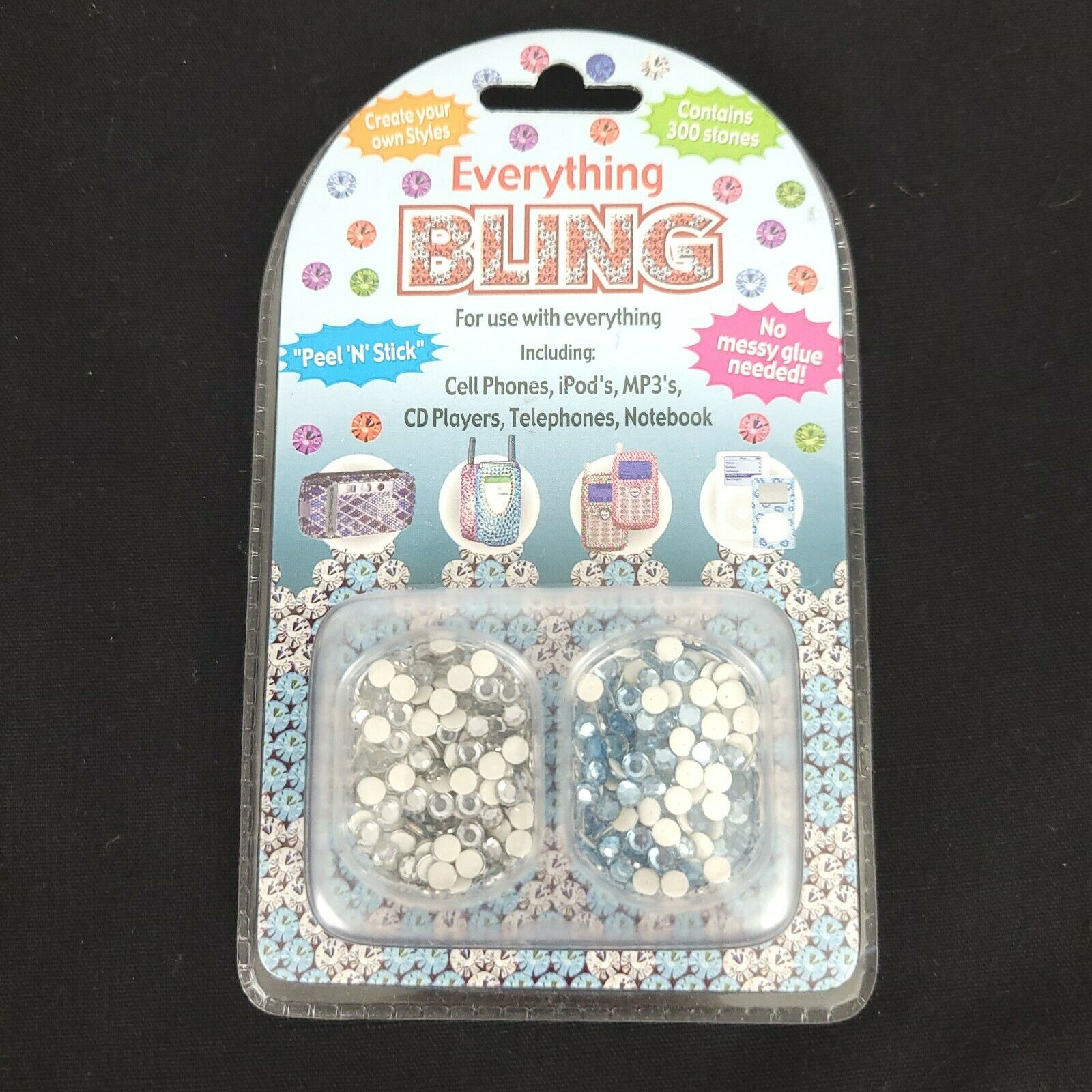 Everything Bling Peel 'n' Stick Phone Accessory/decoration Kit, Silver & Blue