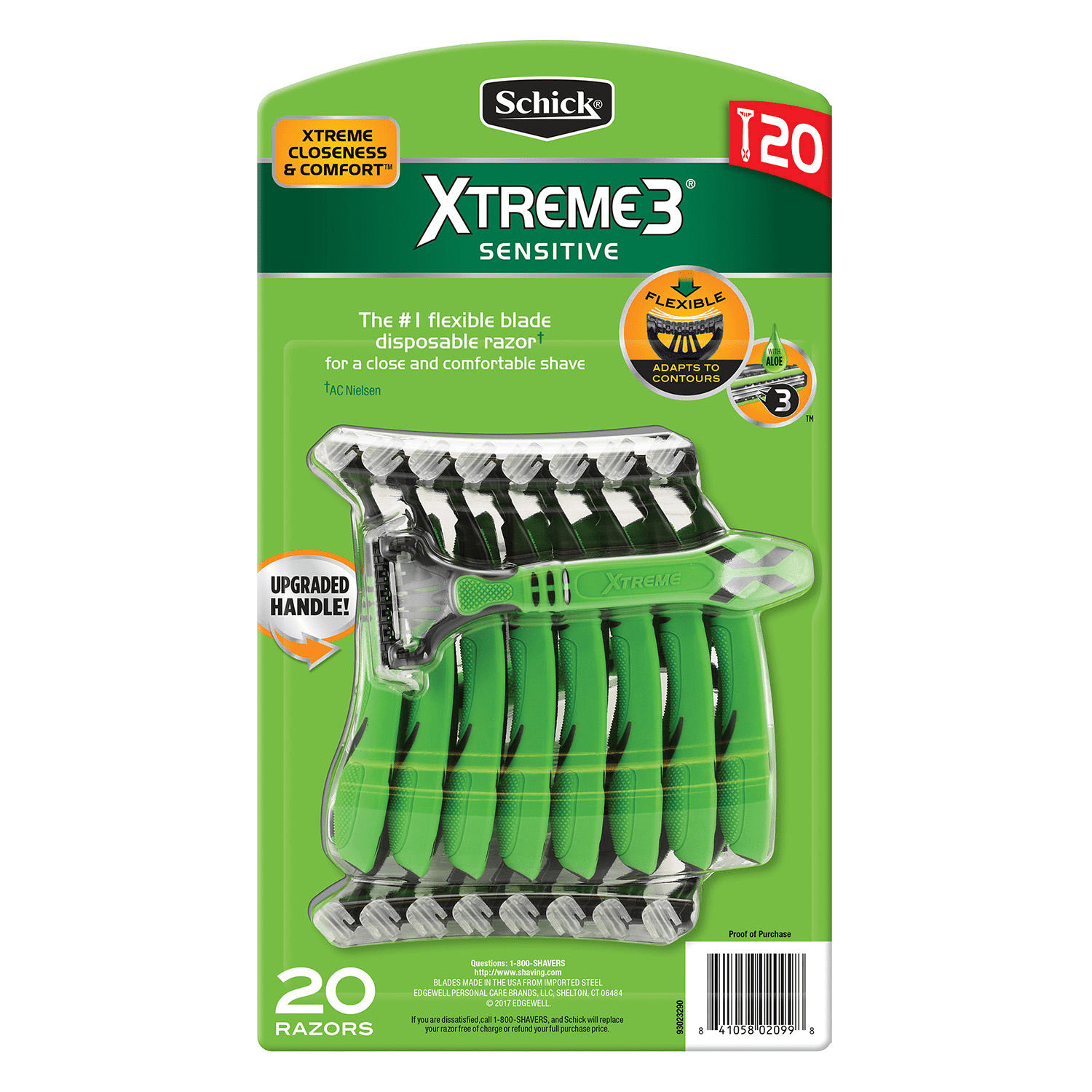 20 Schick Xtreme 3 Disposable Sensitive Vitamin E & Aloe No Package Loose Razor