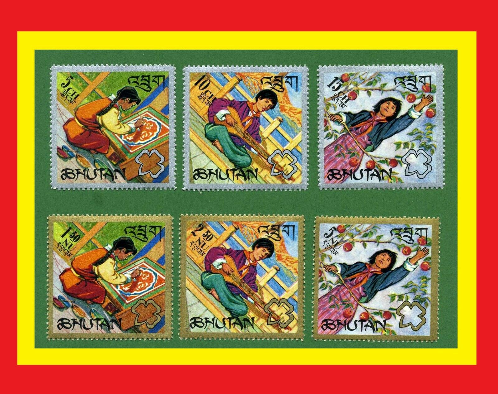 077.bhutan 1967 Set/6 Stamp Girl Guides .mnh