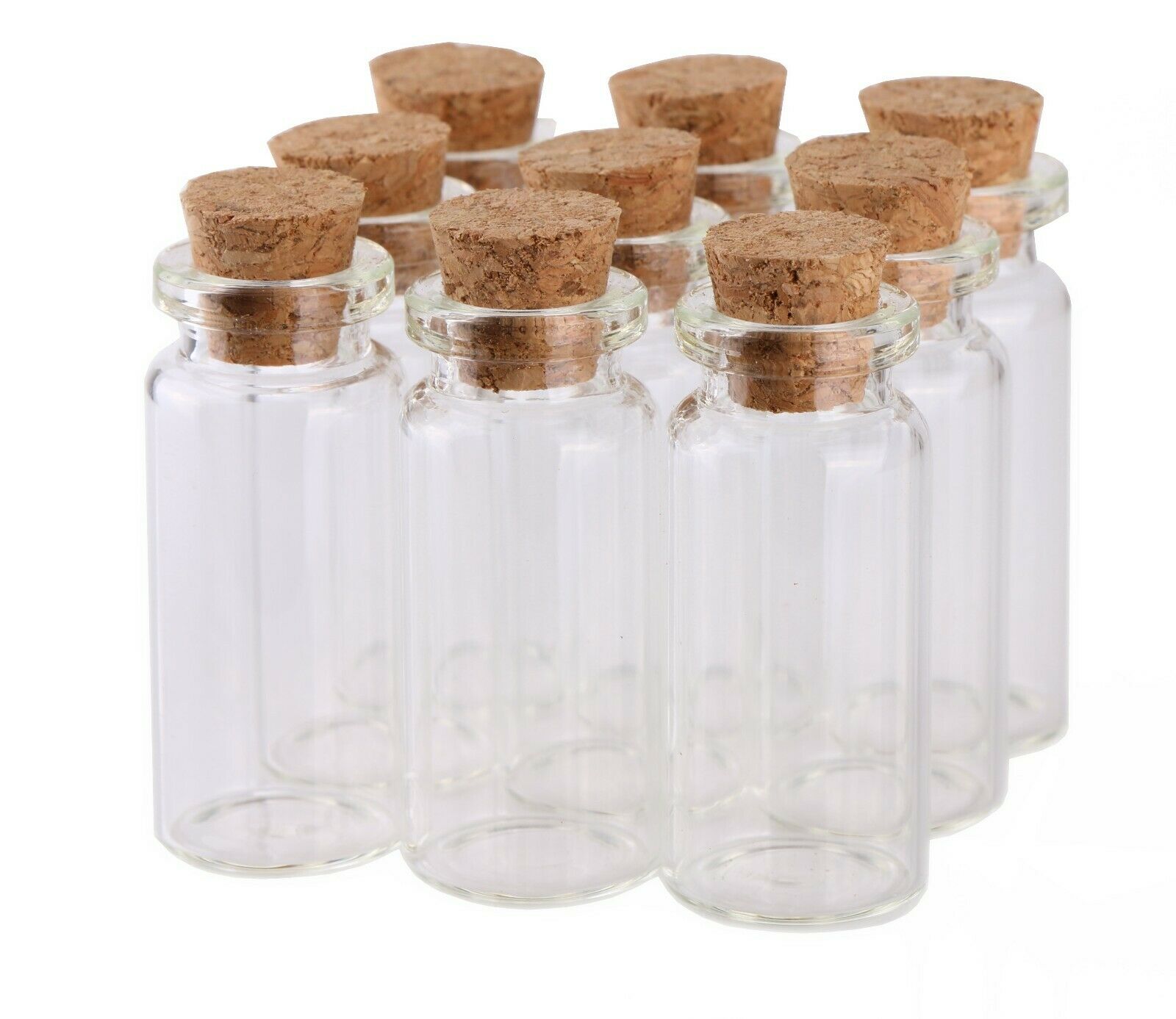100 10ml Small Mini Glass Bottles With Cork Stopper Tiny Vials For Art Crafts
