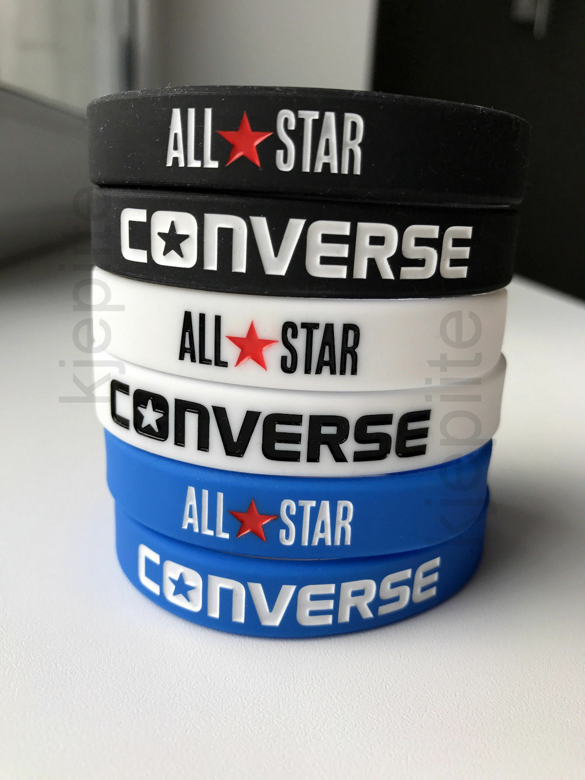 Converse All Star Wristband Black White Blue Sport Bracelet Silicone Rubber 3d