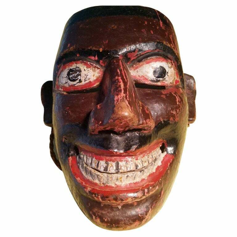C1960 Ethnographic Danced Polychrome Sri Lankan Wooden Dance Mask "pita Sanniya"