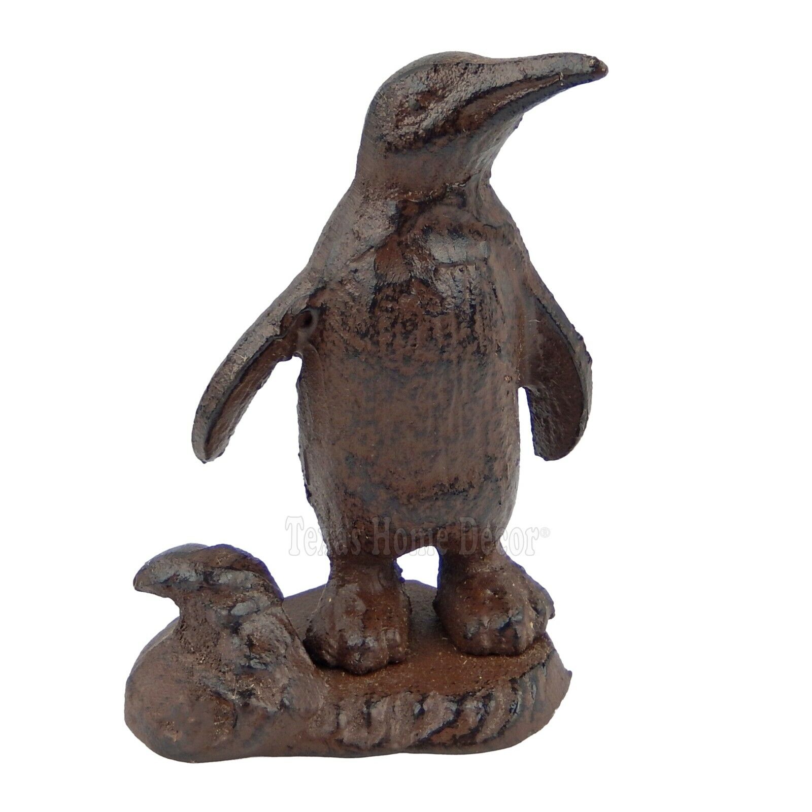 Small Penguin Figurine Statue Cast Iron Antique Style Paperweight Rustic Finish