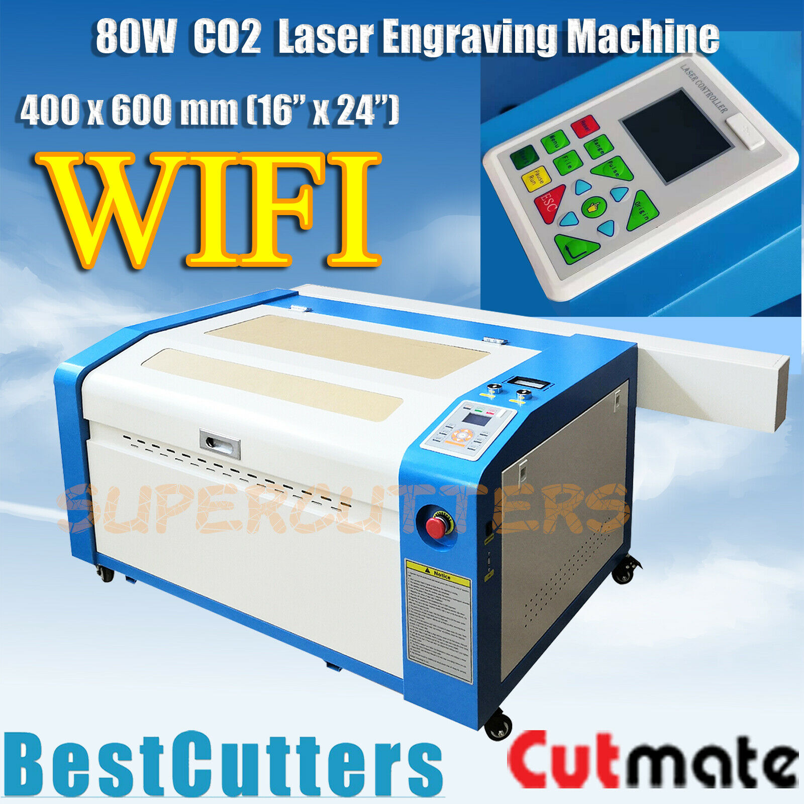 Wifi 50w Laser Engraving Machine 400*600 Mm  Motorized Table 160 Mm