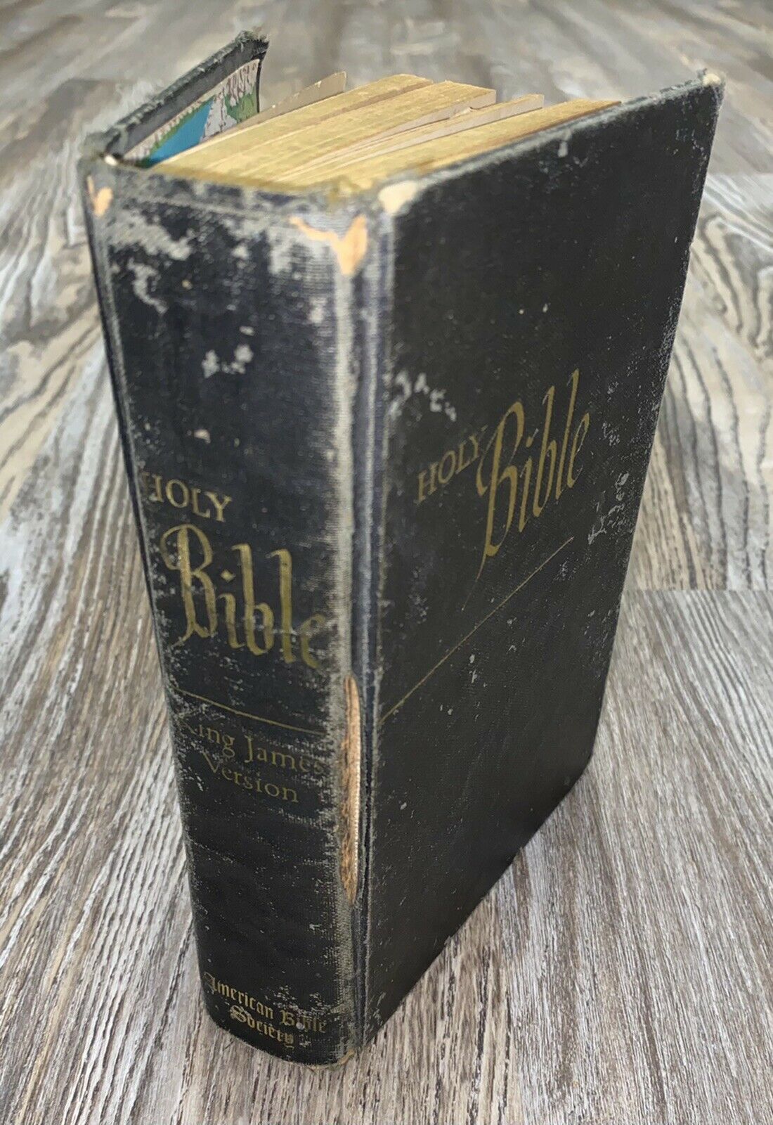 Kjv Holy Bible Beautiful Aged Pages Original Inscription Old American Vintage