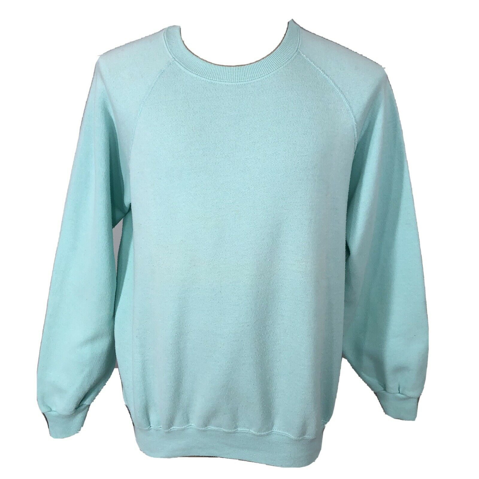 Vintage 80s Light Turquoise Blue Cotton Blend Sweatshirt Unisex L/xl 90s Lee Usa
