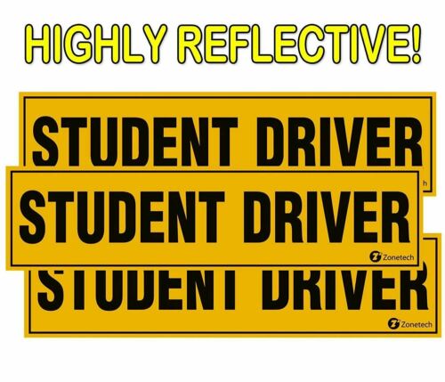 Zone Tech 3x Student Driver Magnets Highly Reflective Vehicle Car Signs Set