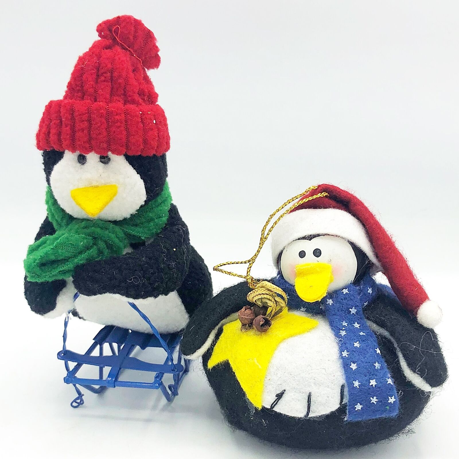 Set Of 2 Plush Penguin Ornaments