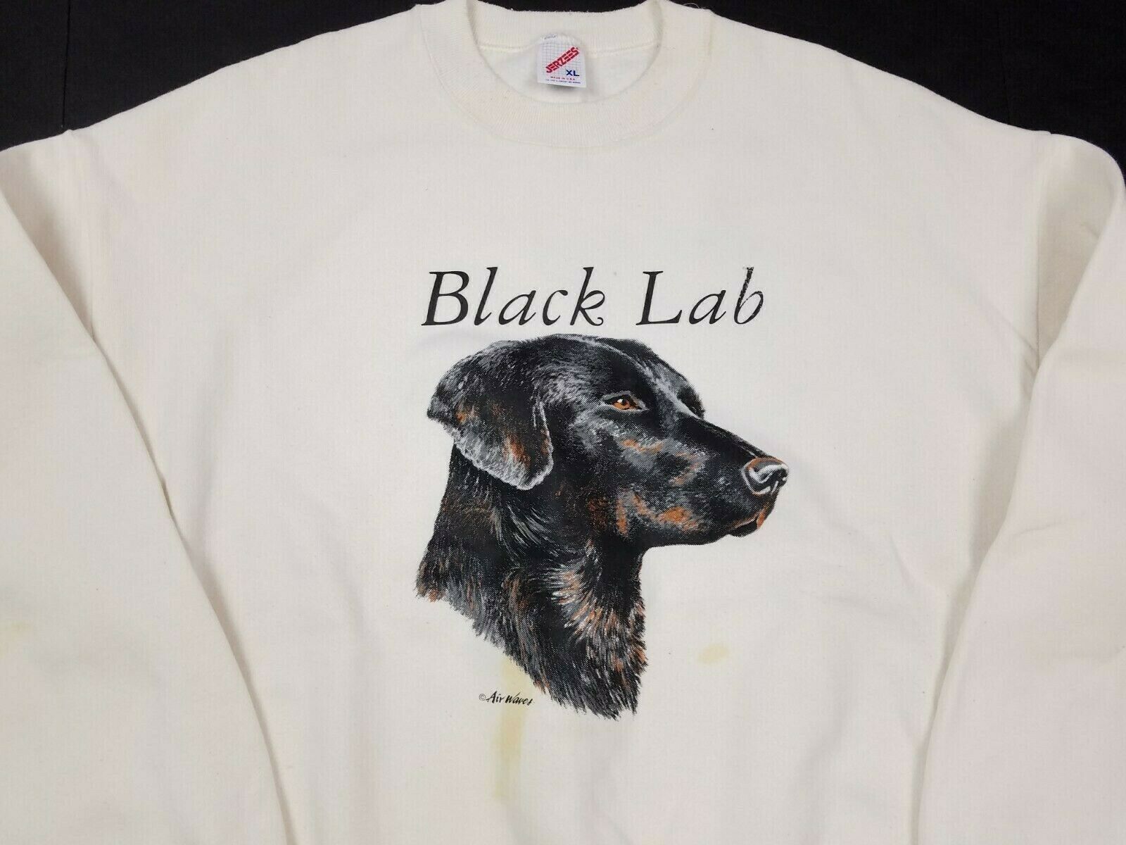 Vtg 90s Airwaves Black Lab Dog Animal Sweatshirt Adult Xl Usa Made