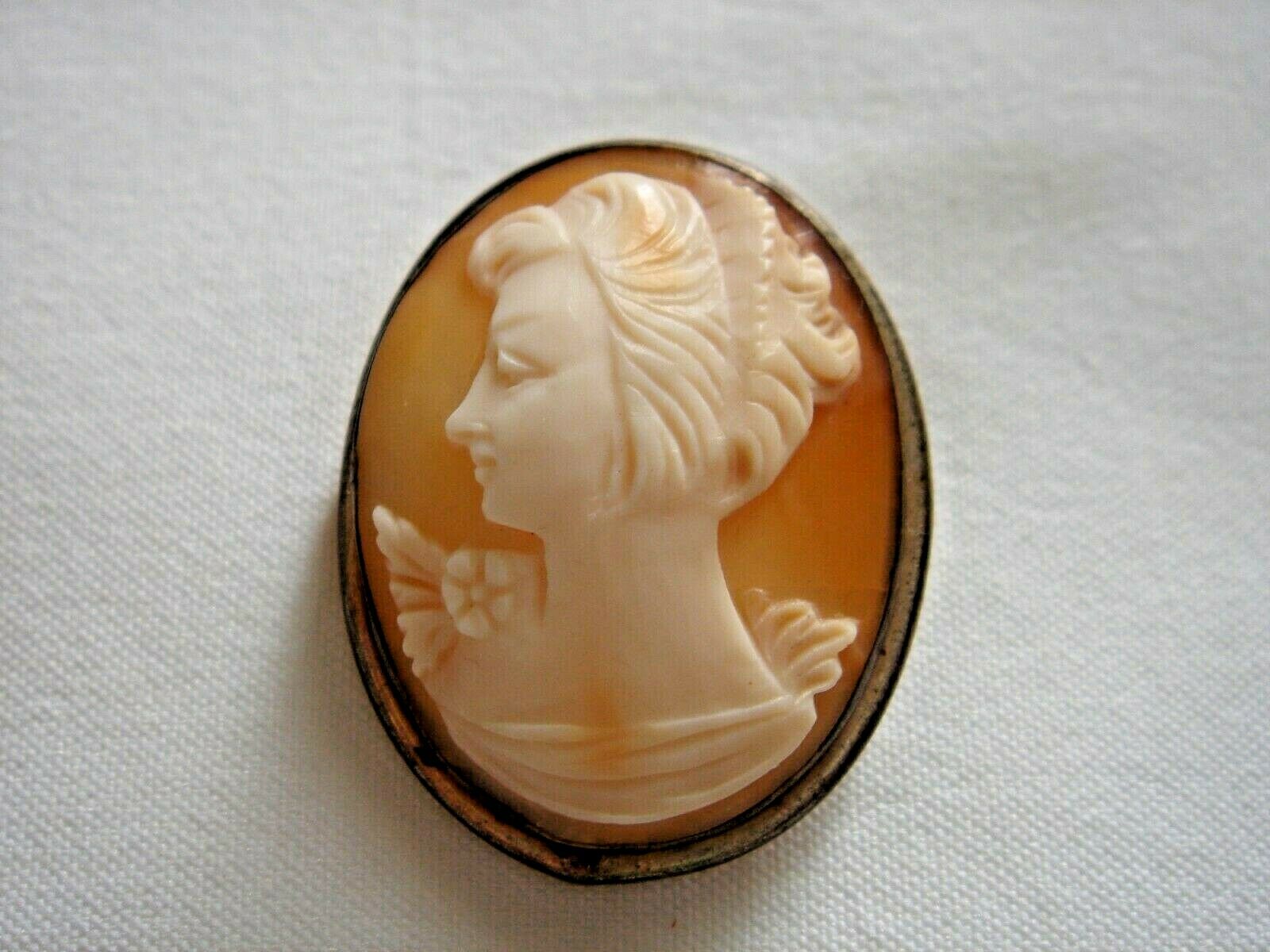 Vintage Genuine Carved Shell Cameo  Brooch  Pendant  Free Shipping