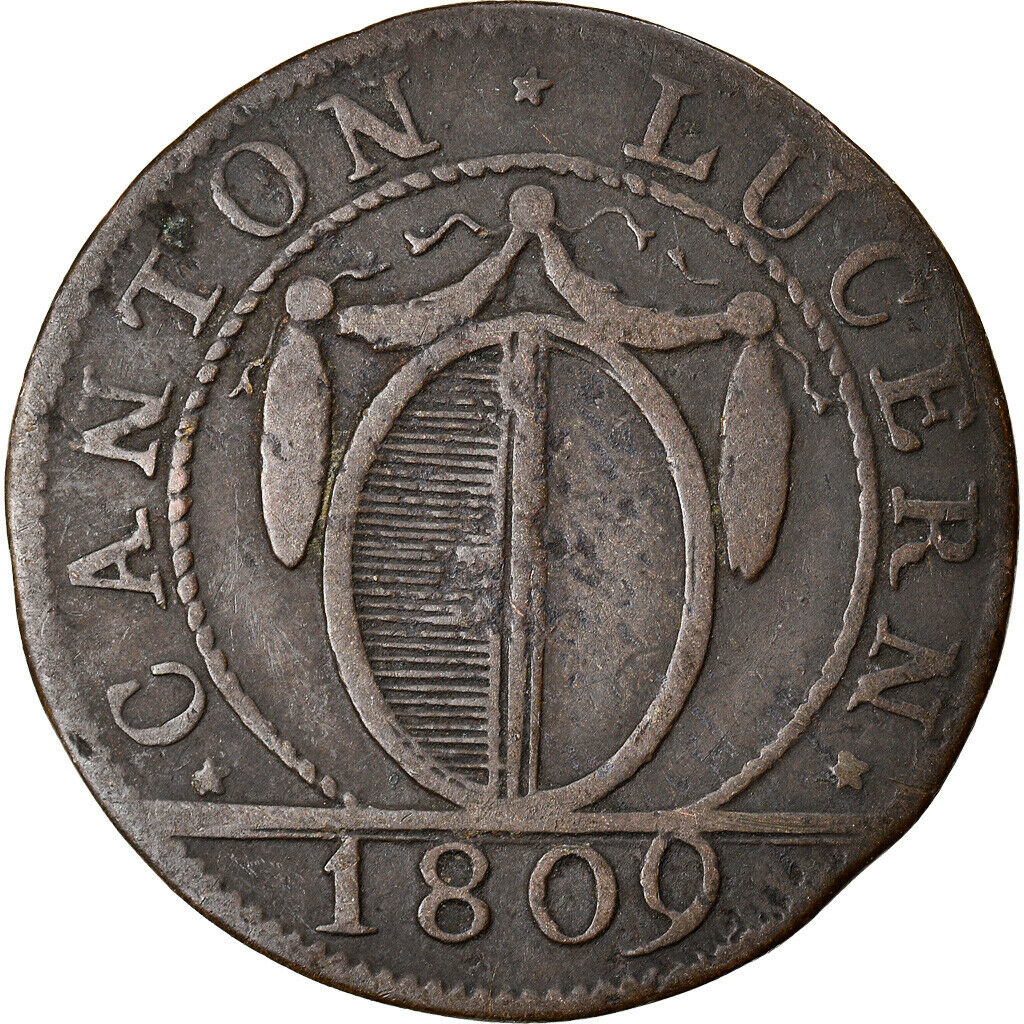 [#858630] Coin, Swiss Cantons, Luzern, Batzen-10 Rappen, 1809, Bern, Vf, Billon