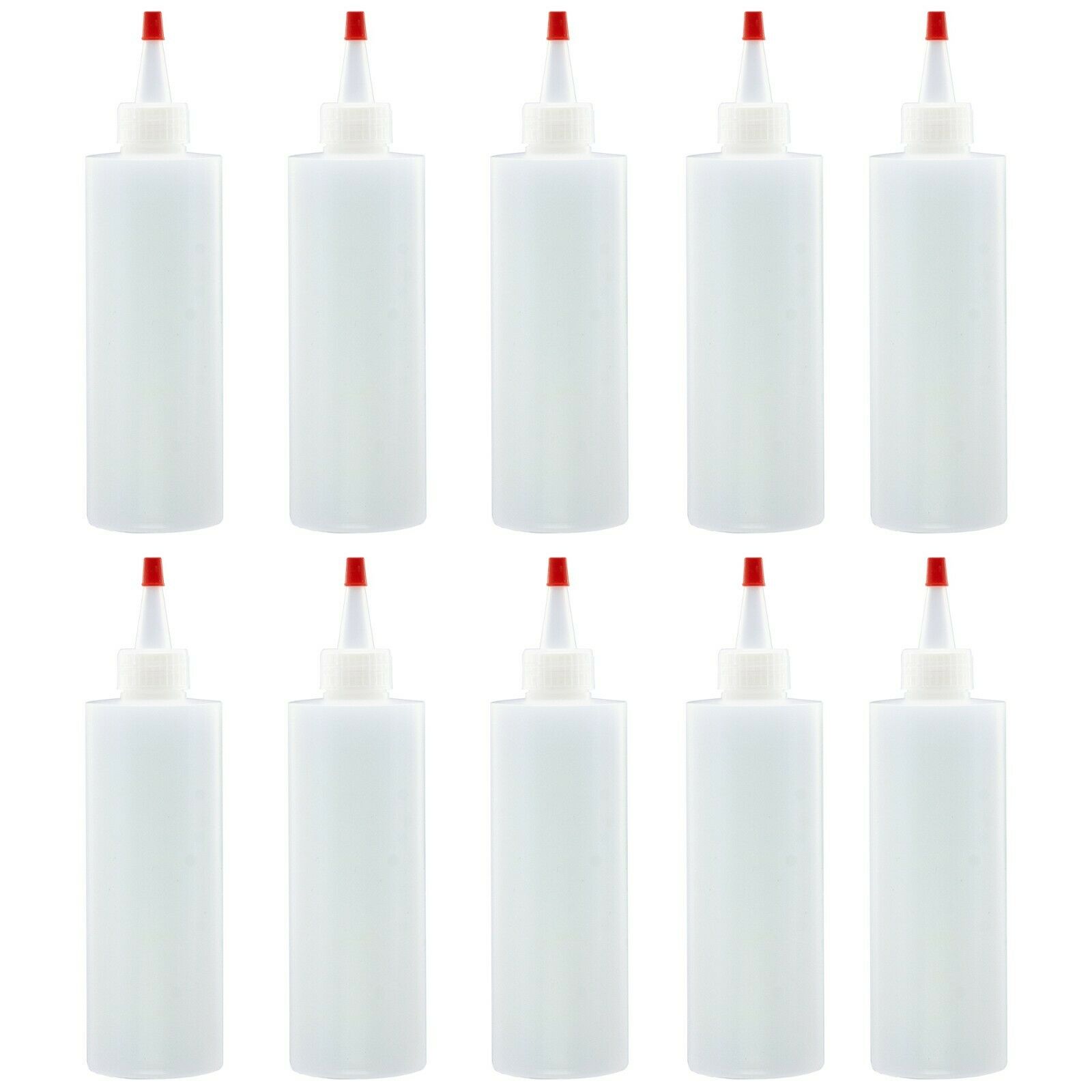 8oz Hdpe Natural Clear Plastic Bottles With Yorker Red Cap (pack Of 10)