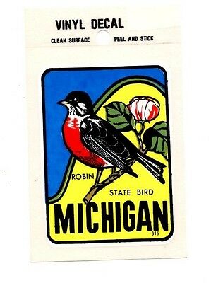 Lot Of 12 Michigan State Bird The Robin Luggage Decals Stickers - New - Free S&h