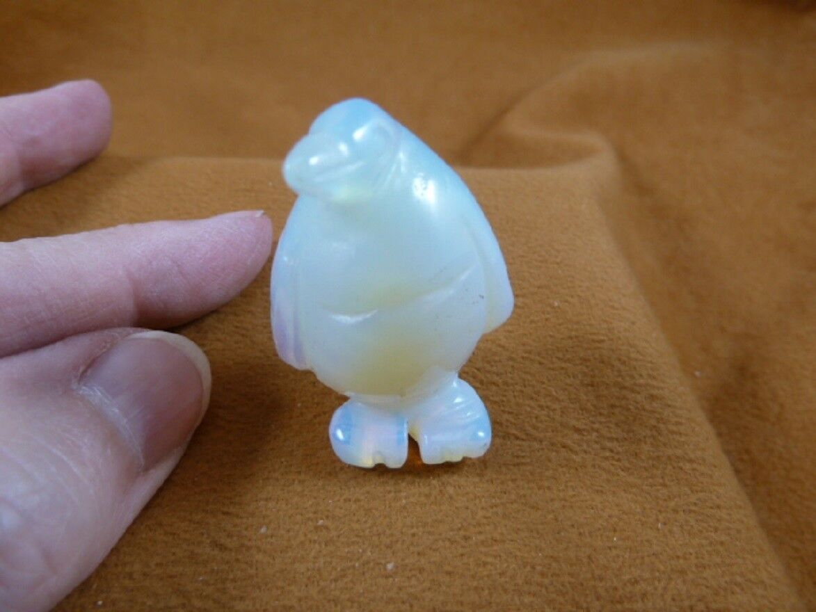 (y-pen-552) Little White Opalite Penguin Gemstone Ice Bird Gem Carving Penguins