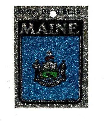 Lot Of 12 Maine Glitter Decals Stickers - Nos - Free Shipping!
