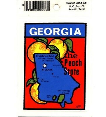 Lot Of 12 Georgia State Map Souvenir Luggage Decals Stickers - New - Free S&h