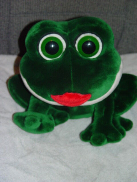 Smooches The Frog Send Kiss When Press His Tummy Stuffed Animal 11" Tall