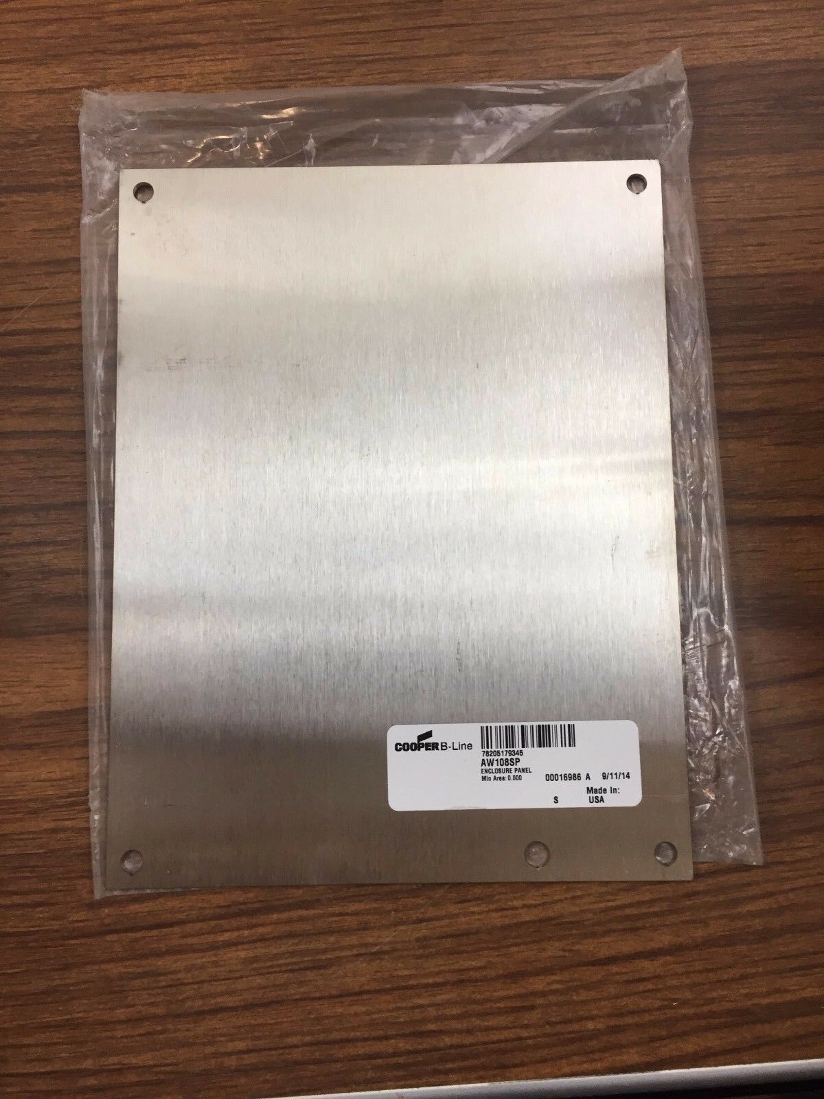 Cooper B-line Aw108sp 10 X 8 Inch Jic Stainless Steel Panel For Enclosure